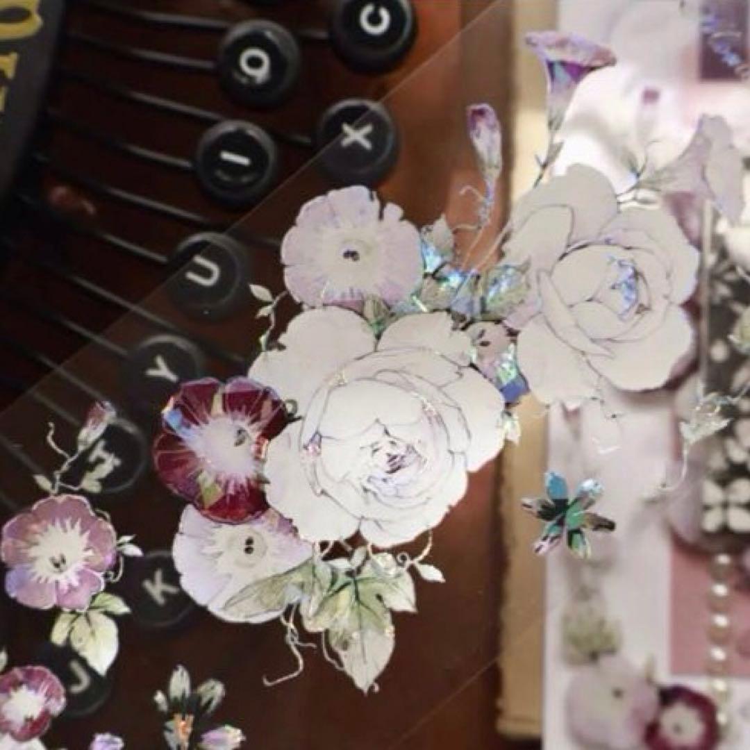 贝壳光 推窗见花-粉 ダイカット加工 6.5cm×6m 海外マステ　花