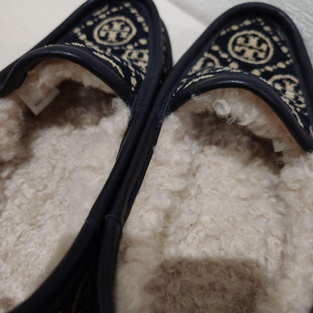 【レア商品】TORY BURCHトリーバーチ　ボアハーフレザーローファー