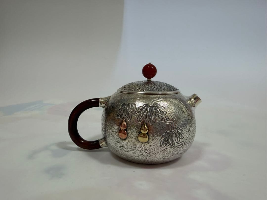 純銀製 蔓藤紋 ひょうたん 急須 銀瓶 煎茶道具