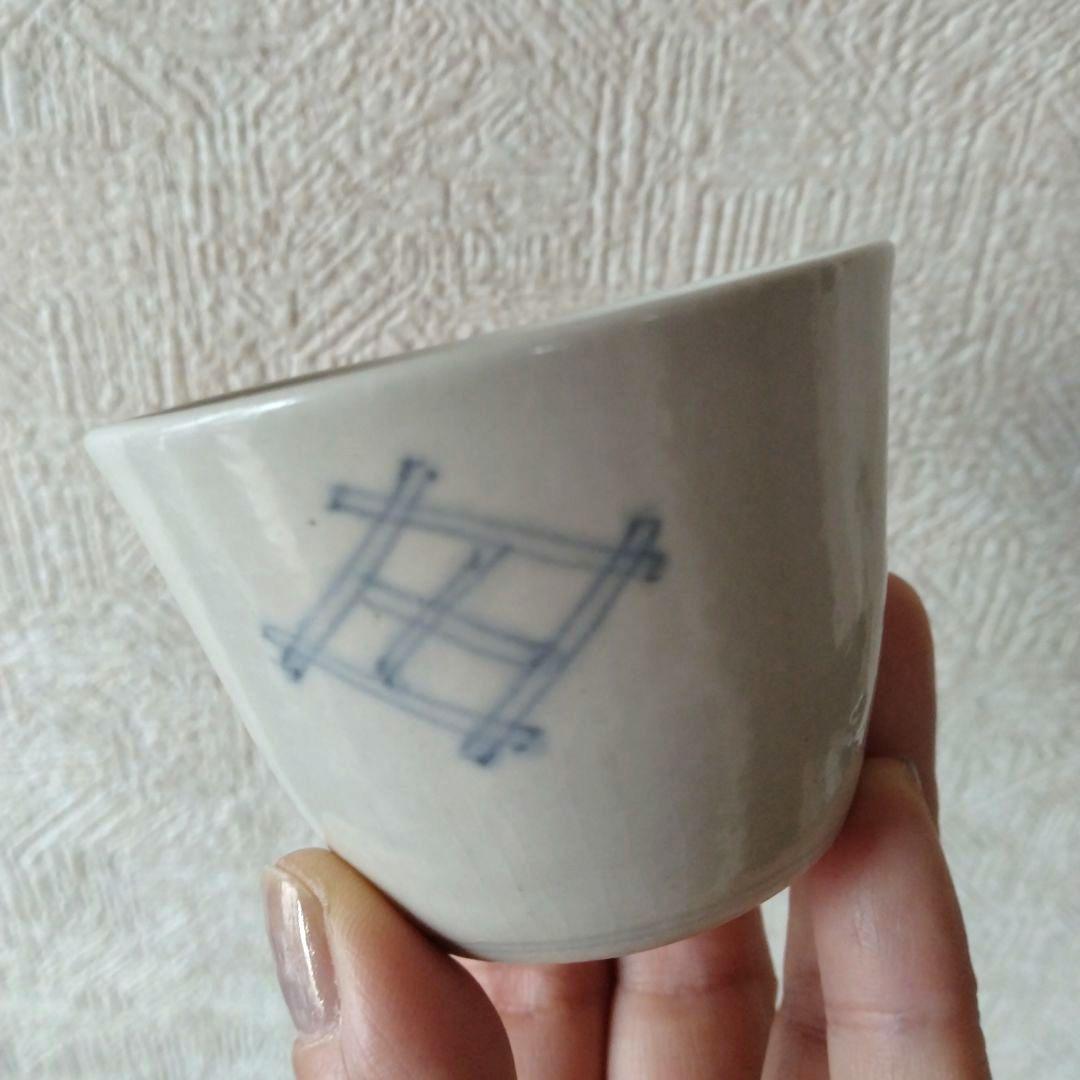 古伊万里白磁染付格子井桁文蕎麦猪口底上江戸時代