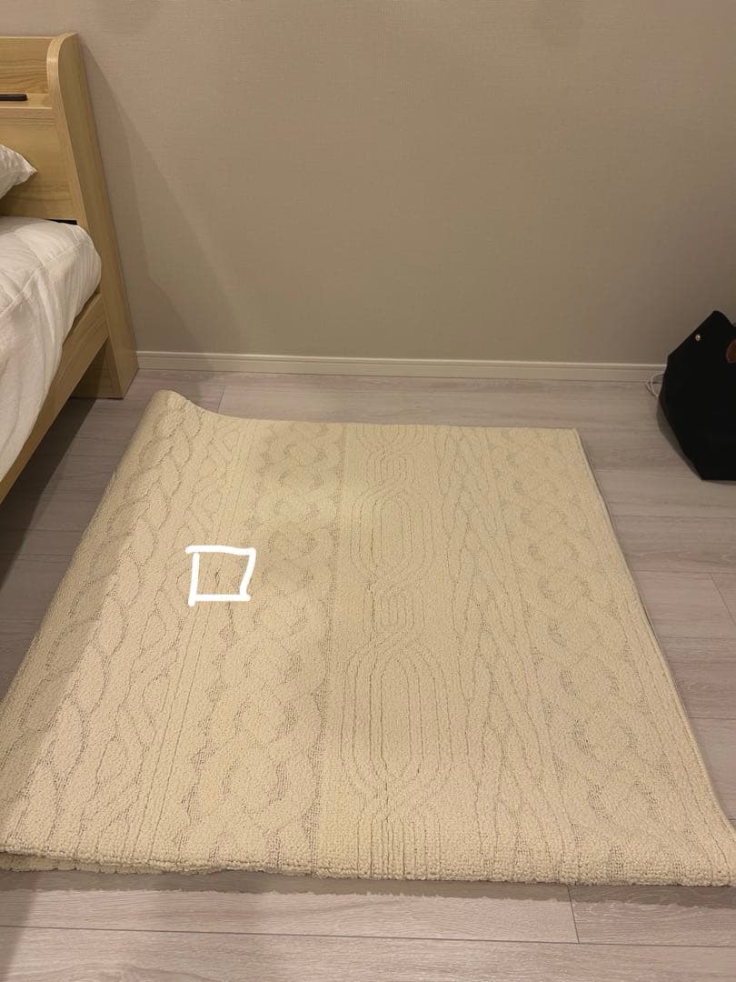 【Little rooms】洗えるラグ マットknit 190×190バニラ 白