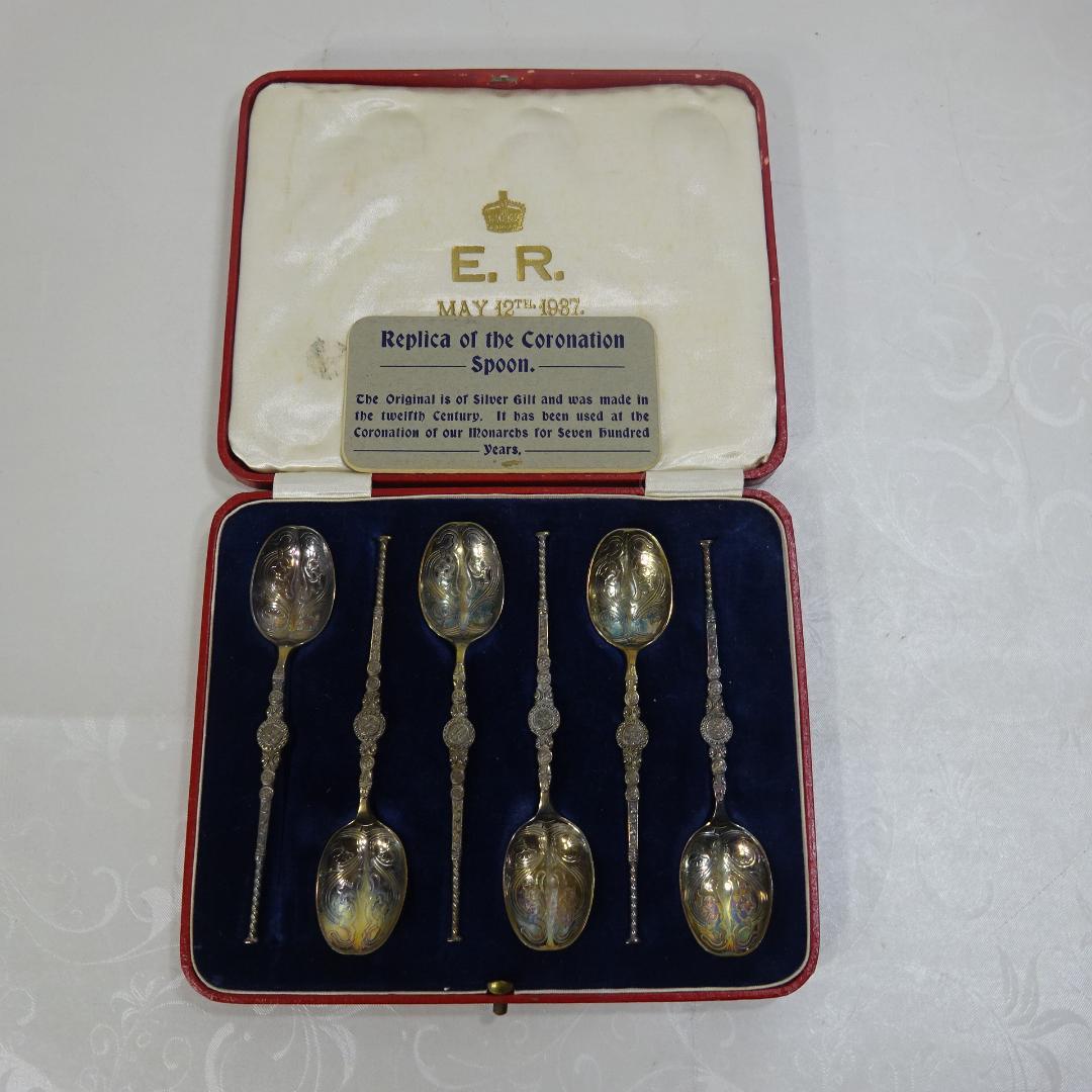 スターリングシルバーアノインティングスプーン1937 Coronation