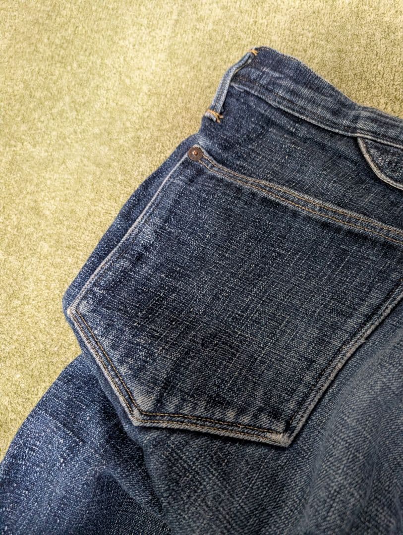 I*様 ダブルアールエル　ダークブルー ストレートデニム フライボタン 33×3