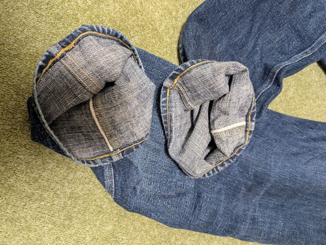 I*様 ダブルアールエル　ダークブルー ストレートデニム フライボタン 33×3