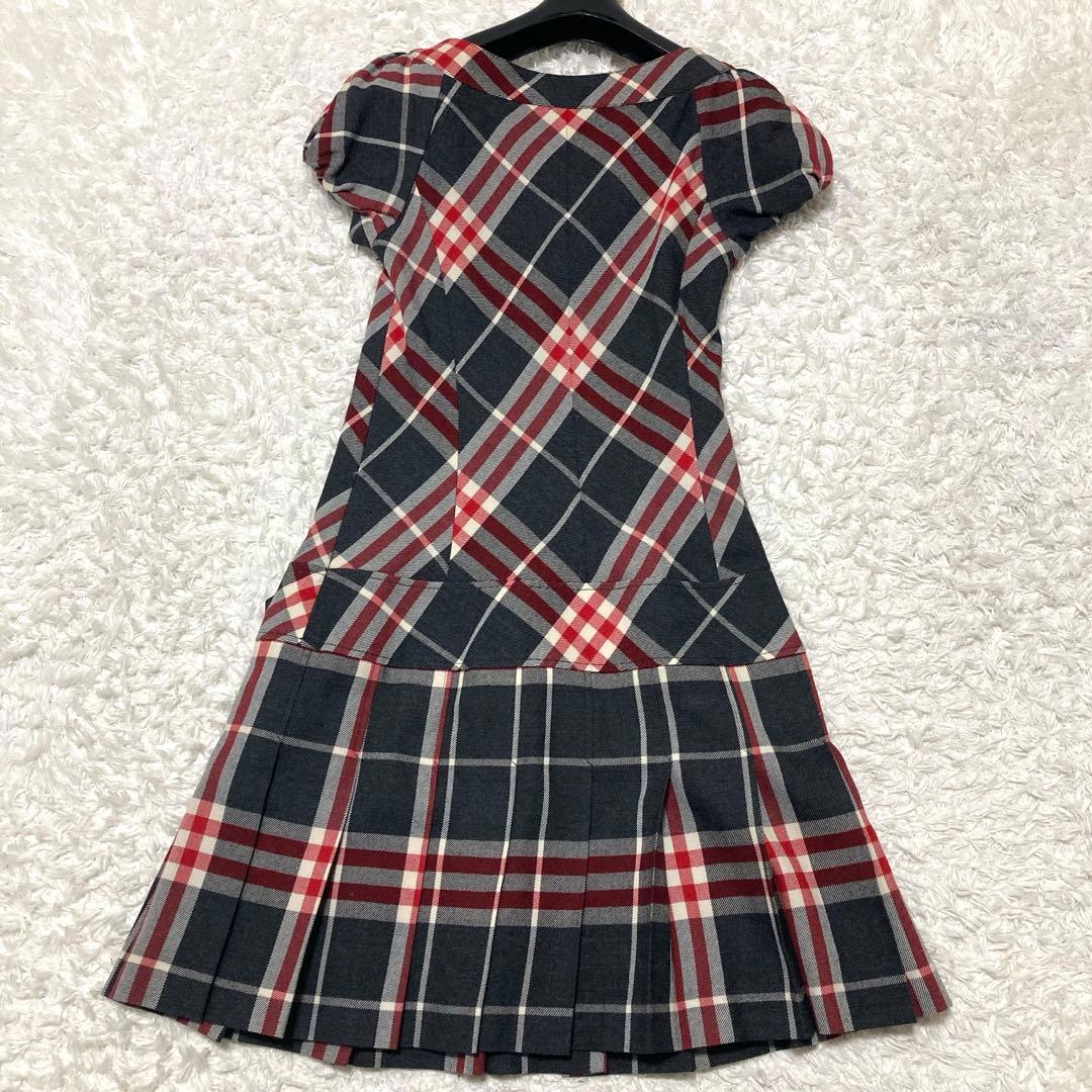 極美品♡ バーバリーブルーレーベル チェックワンピース ベルト プリーツ 36