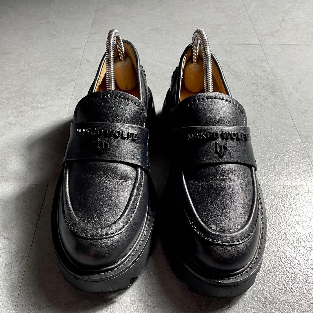 海外限定モデル✨️ NAKED WOLFE ローファー メタルロゴ 厚底 黒