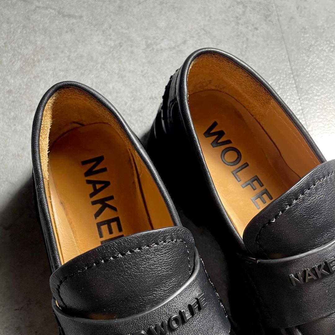 海外限定モデル✨️ NAKED WOLFE ローファー メタルロゴ 厚底 黒