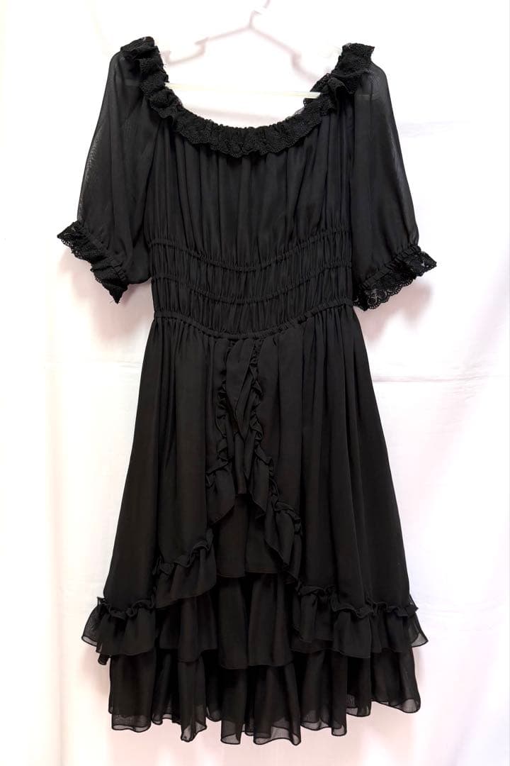 アトリエピエロ シフォン ワンピース 黒