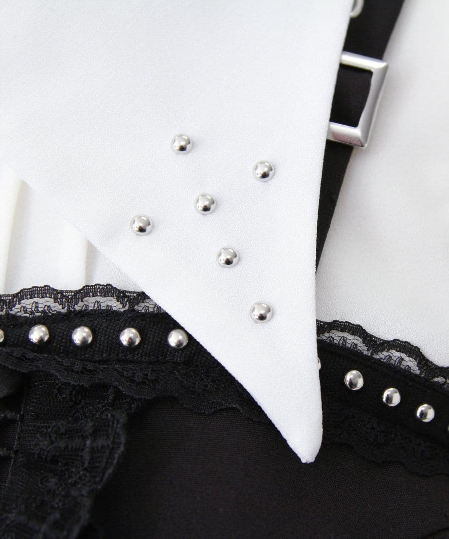 新作★ ディアマイラブ 十字架スタッズジャンスカ風レースアッププリーツワンピース