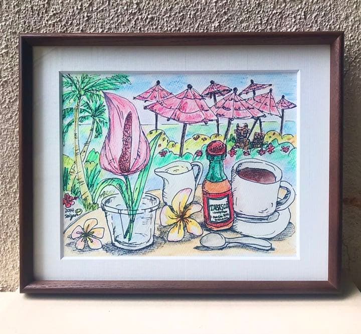 ワイキキで朝食を(^-^)スケッチ原画