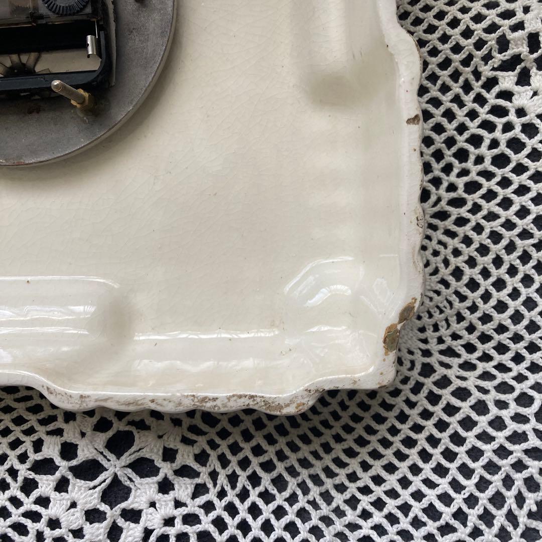 フランス アンティーク SMI社製 レトロ 壁掛け時計 ホワイト・イエロー