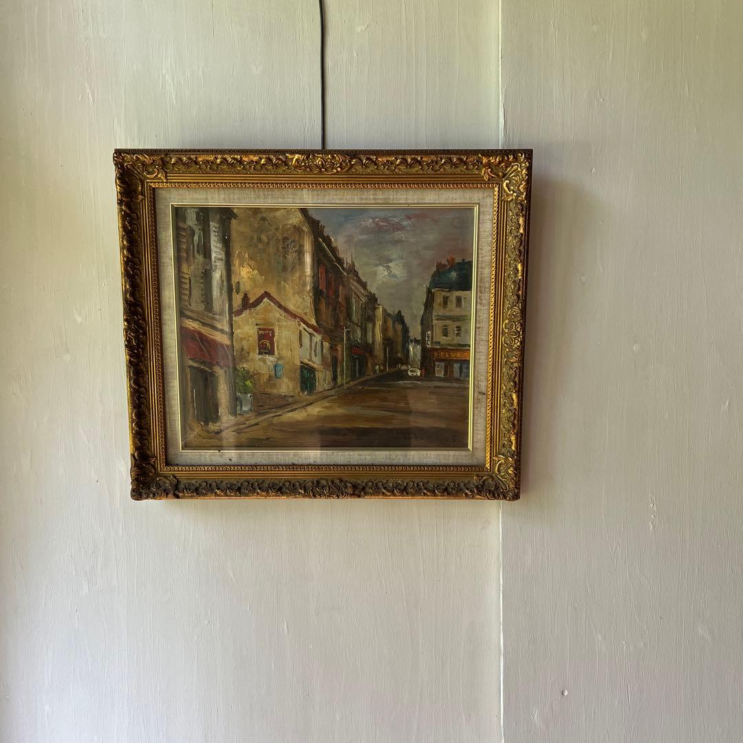 佐伯与吉郎　原画　パリ　古い郊外　油彩画 油絵 風景画 F8号