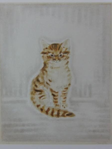 藤田嗣治、猫十態シリーズ、希少画集より、新品額装付