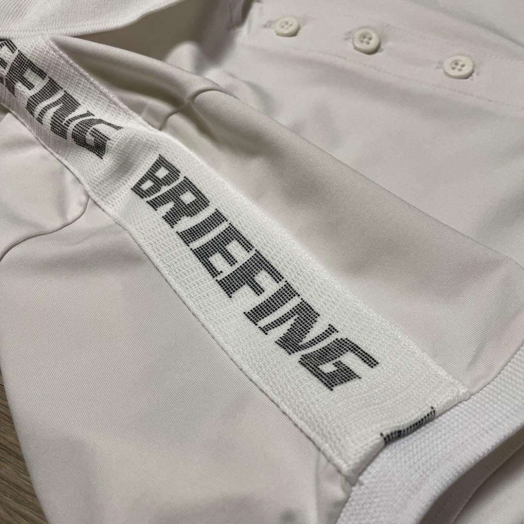 【美品】BRIEFING ブリーフィング ホワイト ポロシャツ 肩ロゴライン