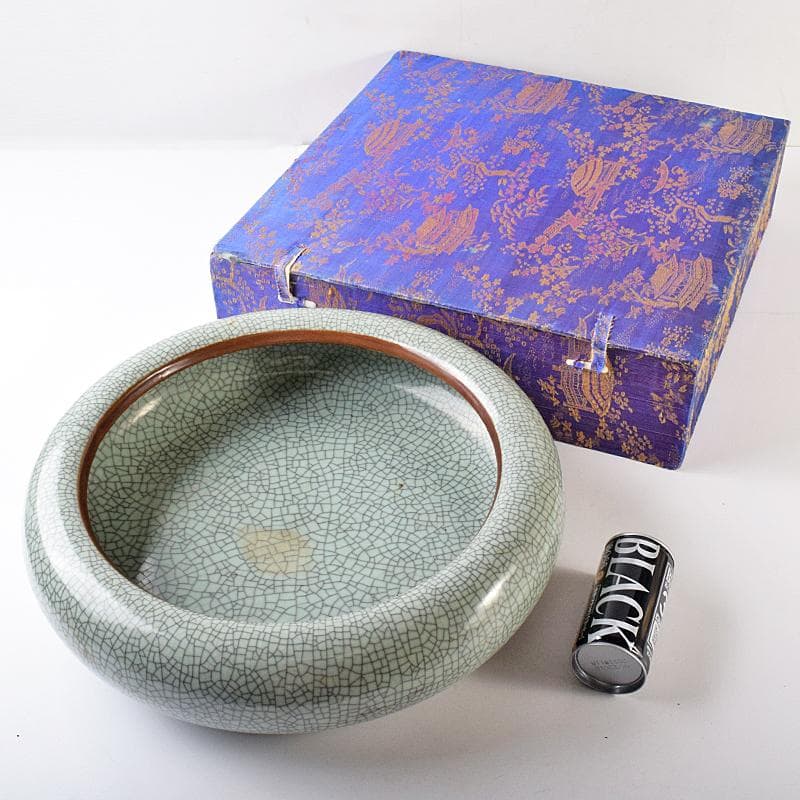 中国　官窯　金糸鉄線　氷裂文　大香炉　直径約39㎝　C　R7962B