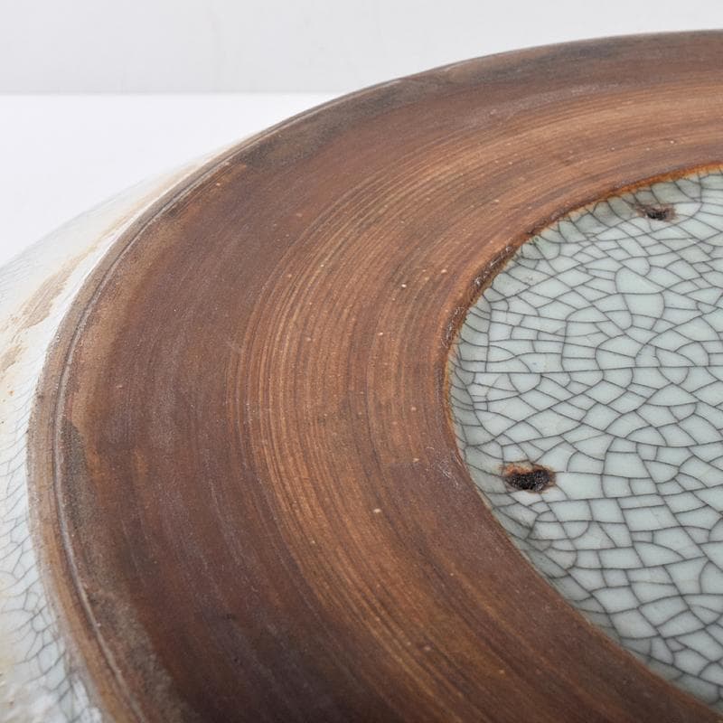 中国　官窯　金糸鉄線　氷裂文　大香炉　直径約39㎝　C　R7962B