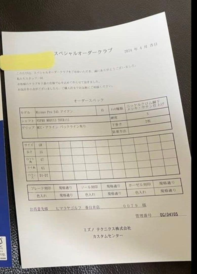 ミズノプロ245 モーダス115S　6~P,G　アイアン6本セット