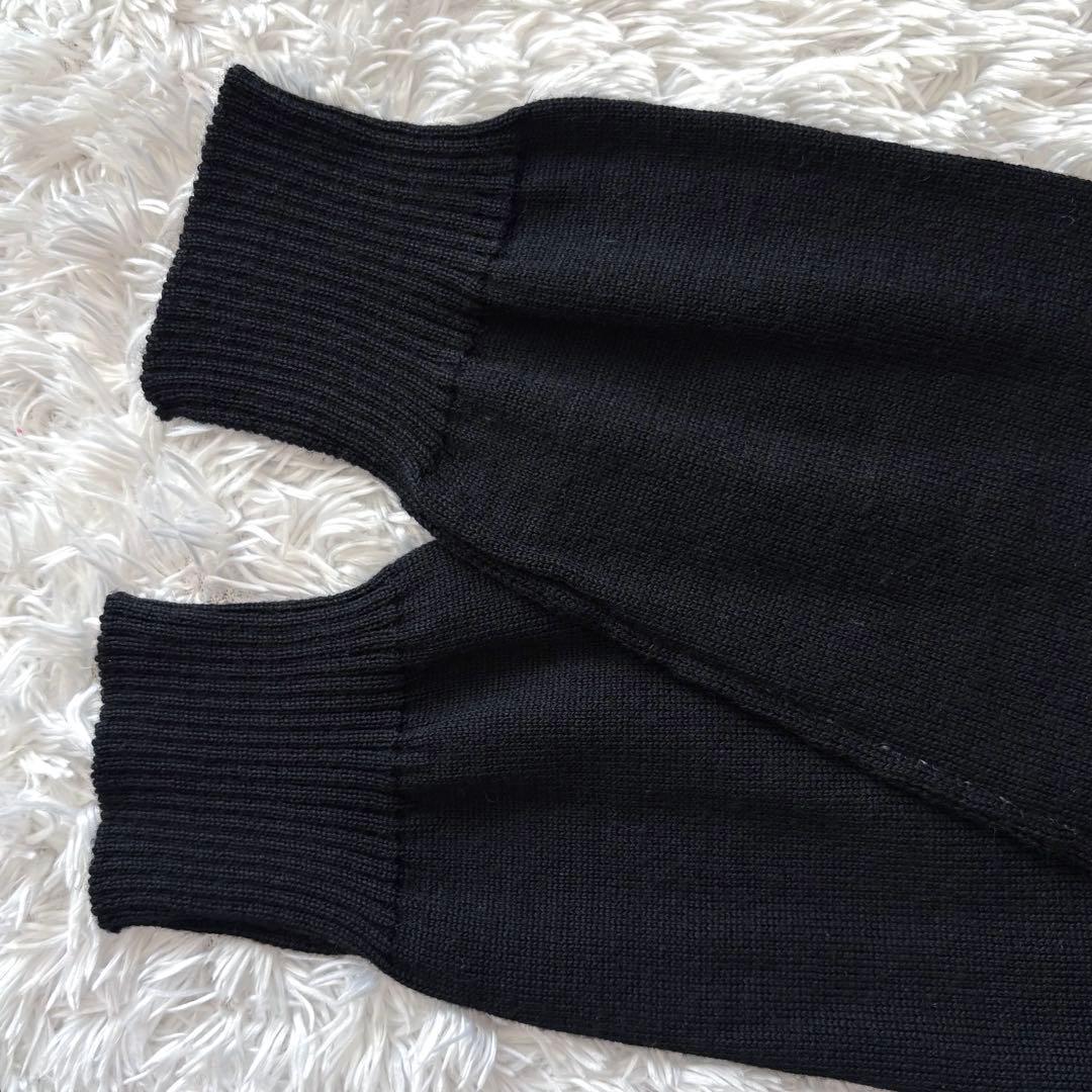 トリココムデギャルソン 丸襟 ステッチ ニットカーディガン 黒 AD2010