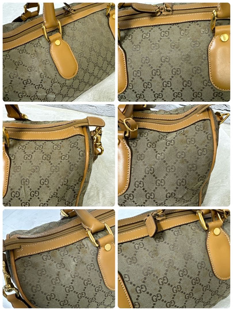 GUCCI グッチ GGキャンバス 2WAY ボストンバッグ ゴールド金具