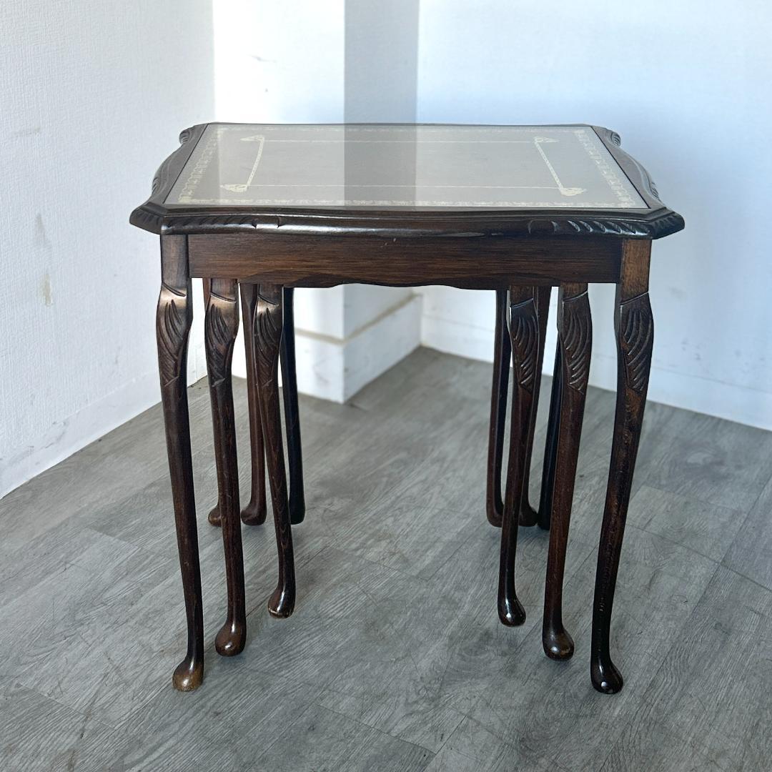 イギリス アンティーク家具 ガラストップ ネストテーブル 1960年頃 950A