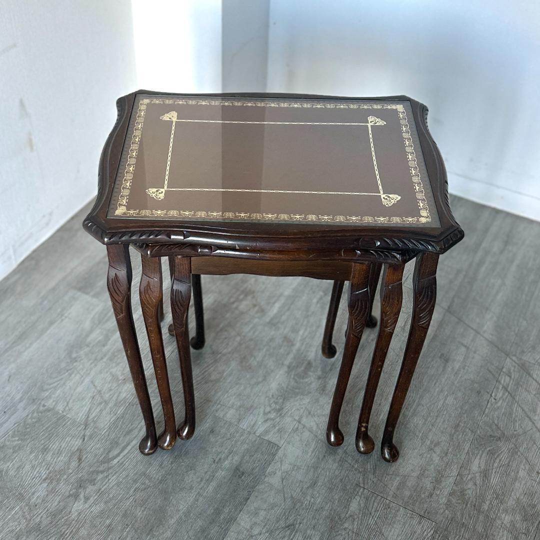 イギリス アンティーク家具 ガラストップ ネストテーブル 1960年頃 950A