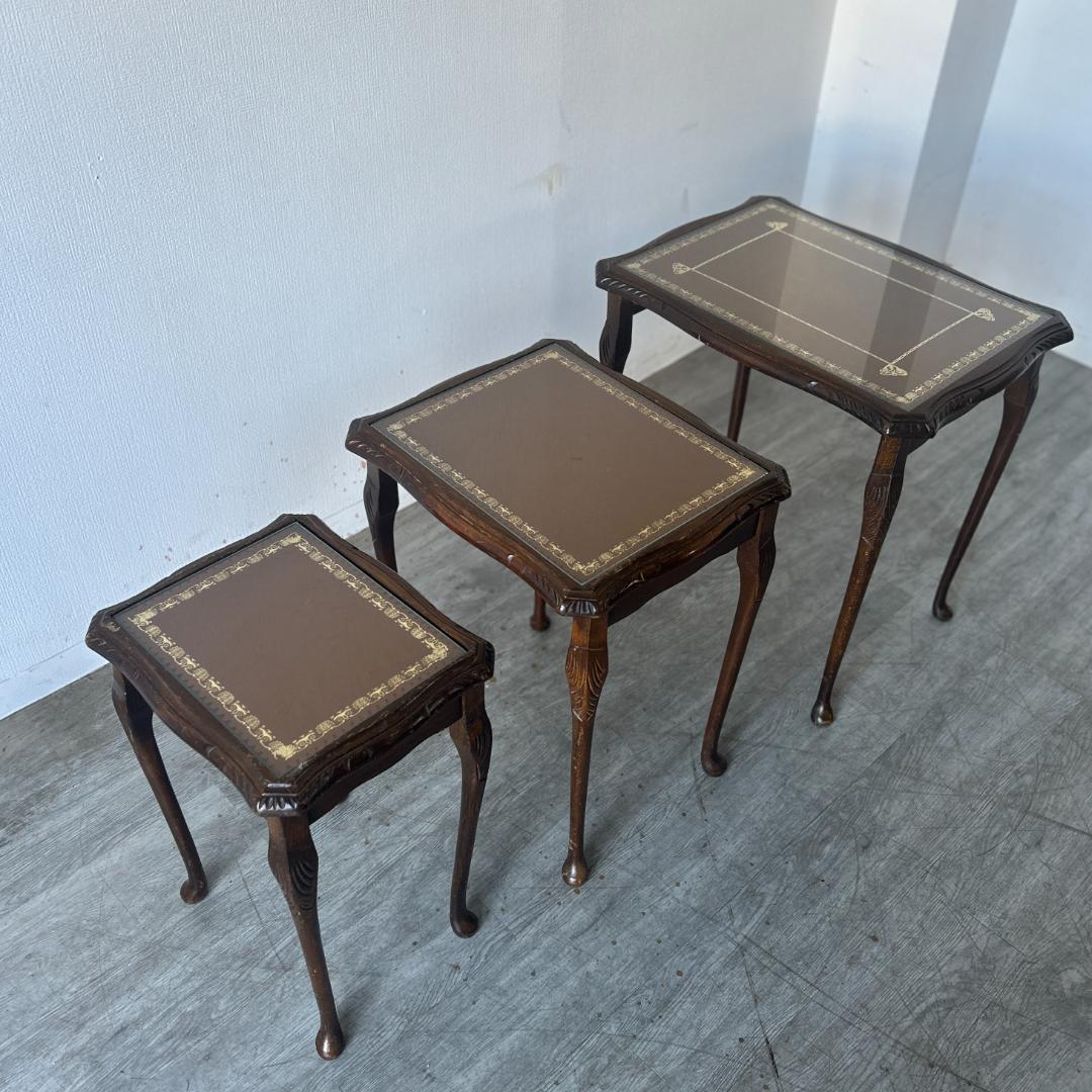 イギリス アンティーク家具 ガラストップ ネストテーブル 1960年頃 950A