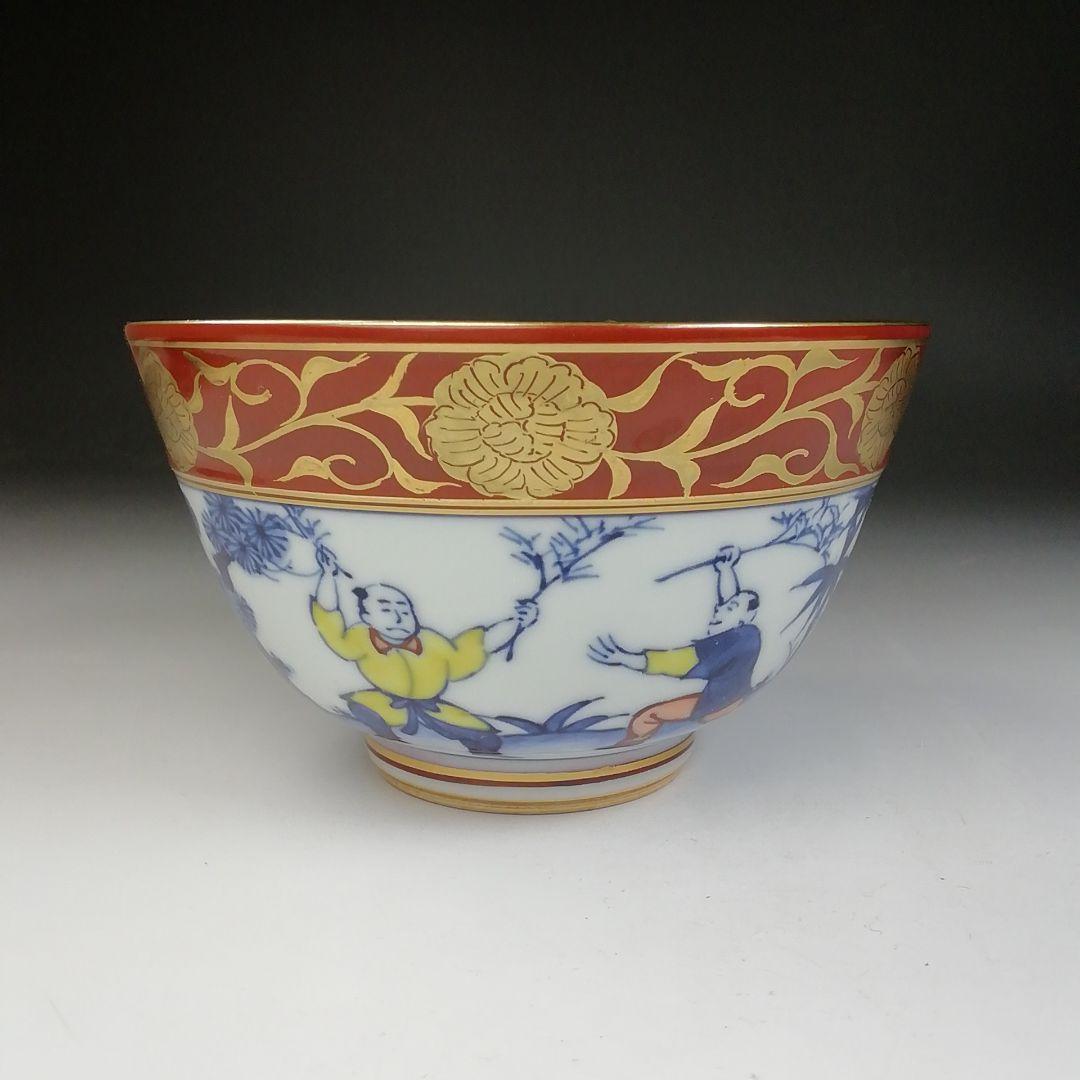 Ｔ７０４　茶碗　『五彩金襴手』『二代　手塚玉堂 造』　共箱　抹茶碗　茶道具