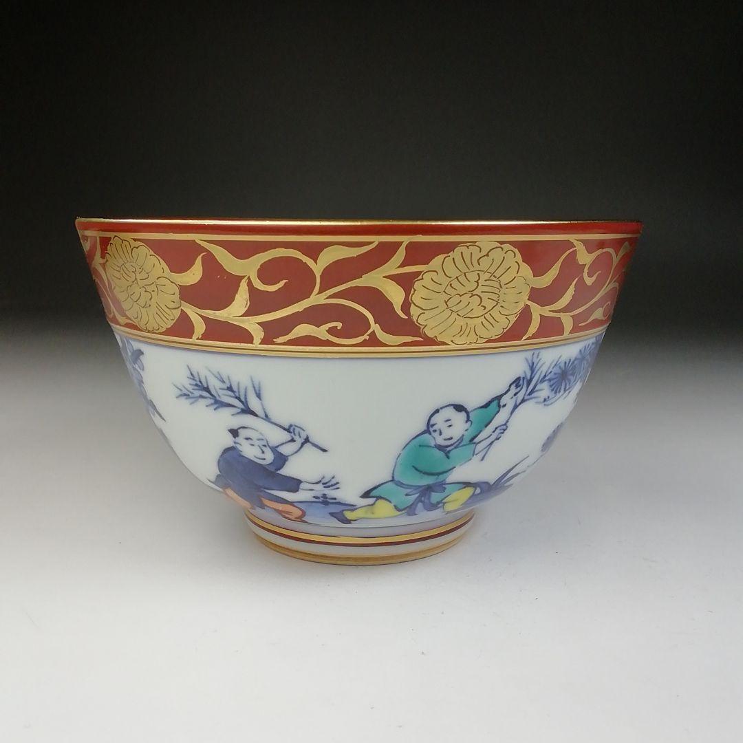 Ｔ７０４　茶碗　『五彩金襴手』『二代　手塚玉堂 造』　共箱　抹茶碗　茶道具