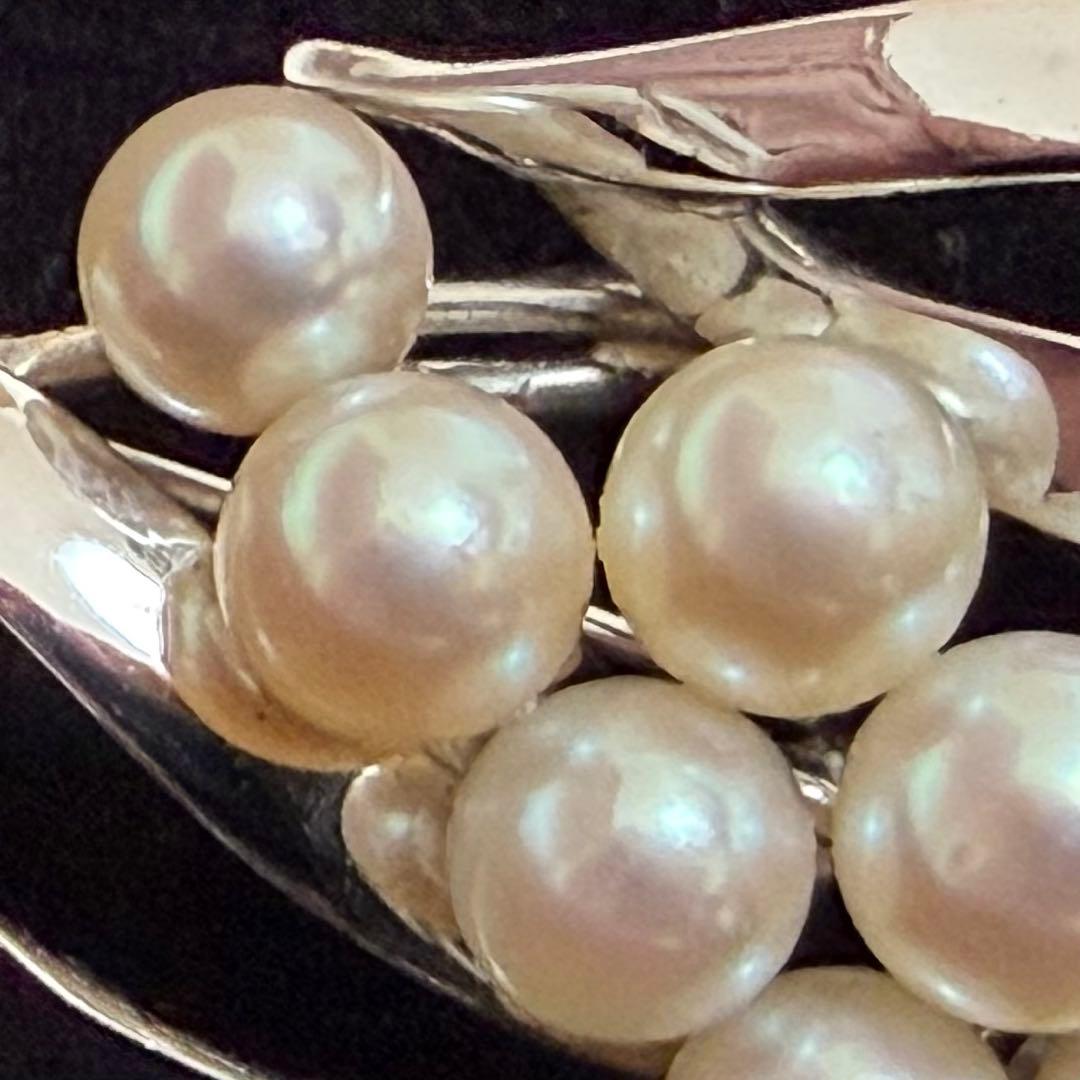 ☆極美品☆MIKIMOTO ミキモト　パールブローチ　シルバー　リアルパール