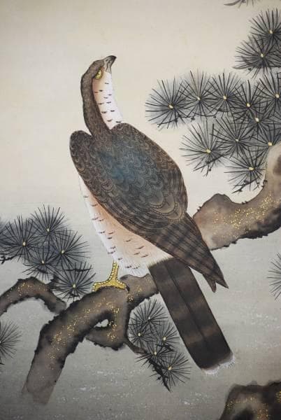 真作/楽恵/松鷹図/布袋屋掛軸HC-64