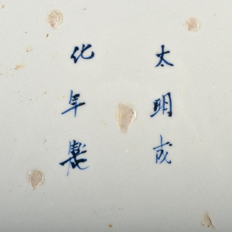 伊万里焼　古伊万里　大明成化年製銘　染付　蛸唐草松竹梅文　大皿　V　R5969B