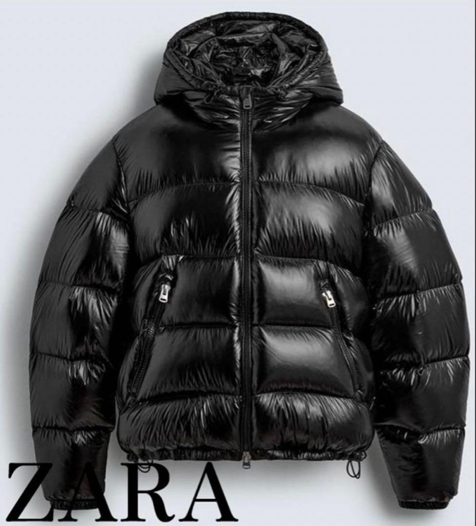 ZARA ブラック ダウンジャケット フード付き
