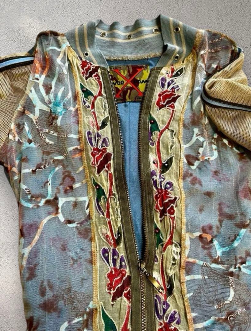 希少＊ヴィンテージ 刺繍入りメッシュ スカジャン S