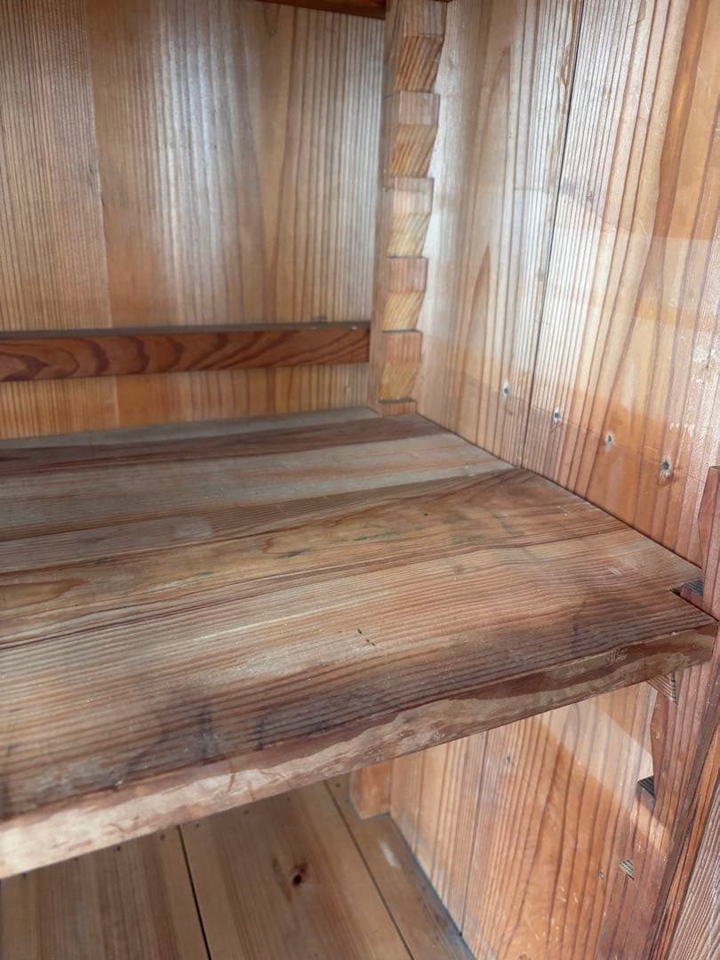 古い水屋　食器棚　ガラス棚　本棚　ガラスケース ショーケース　什器　天然木 2