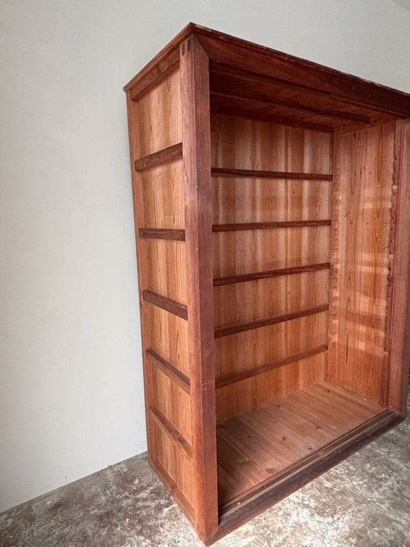 古い水屋　食器棚　ガラス棚　本棚　ガラスケース ショーケース　什器　天然木 2