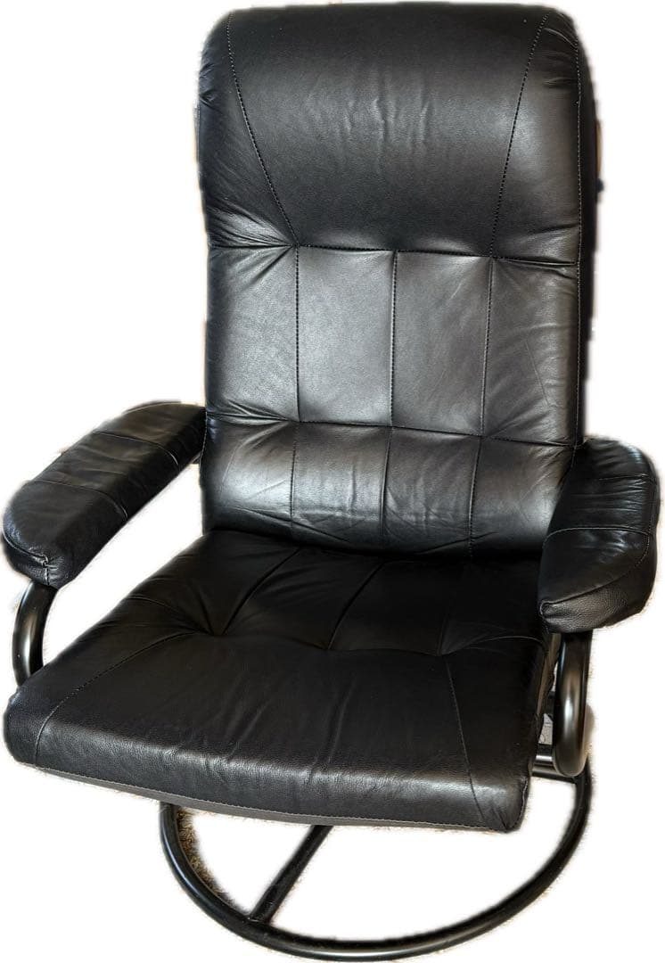 皮革製　リクライニングチェア 黒