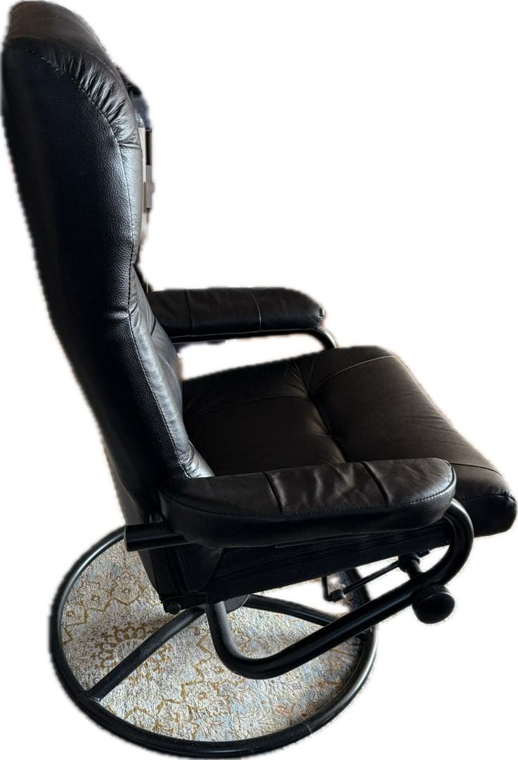 皮革製　リクライニングチェア 黒