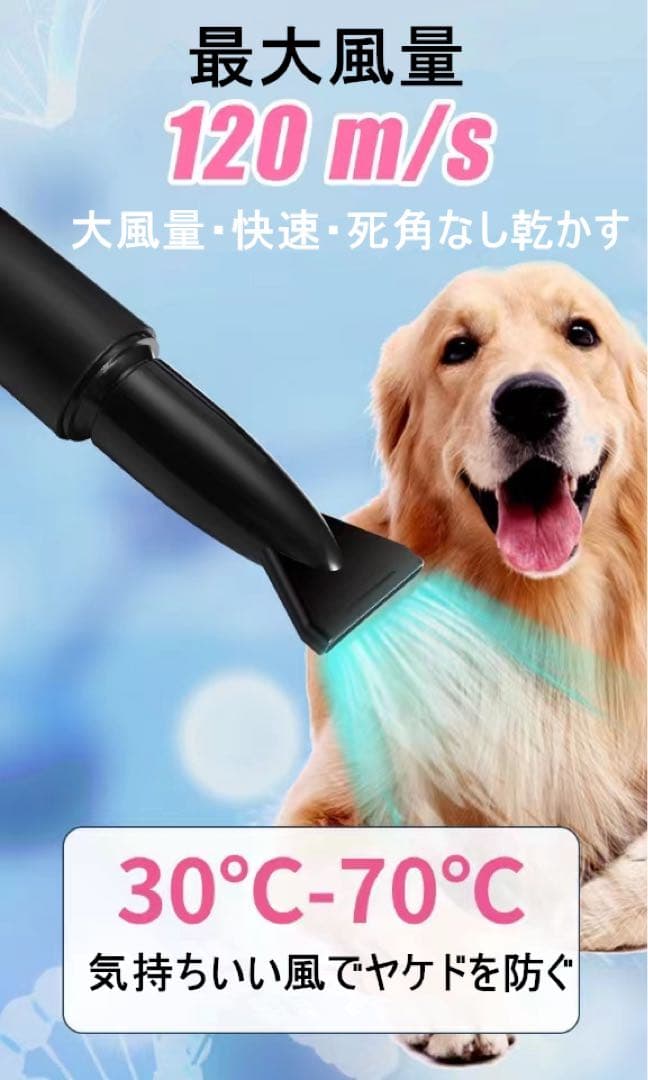 ペットドライヤー 大風量 速乾 家庭用 業務用 犬用 猫用 液晶画面(ブラック)