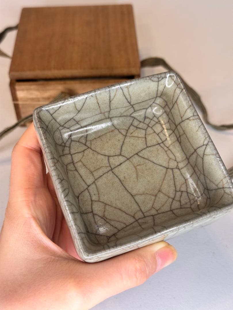 中国 宋代 哥窯 筆洗 時代物 共箱 古陶磁 コレクション