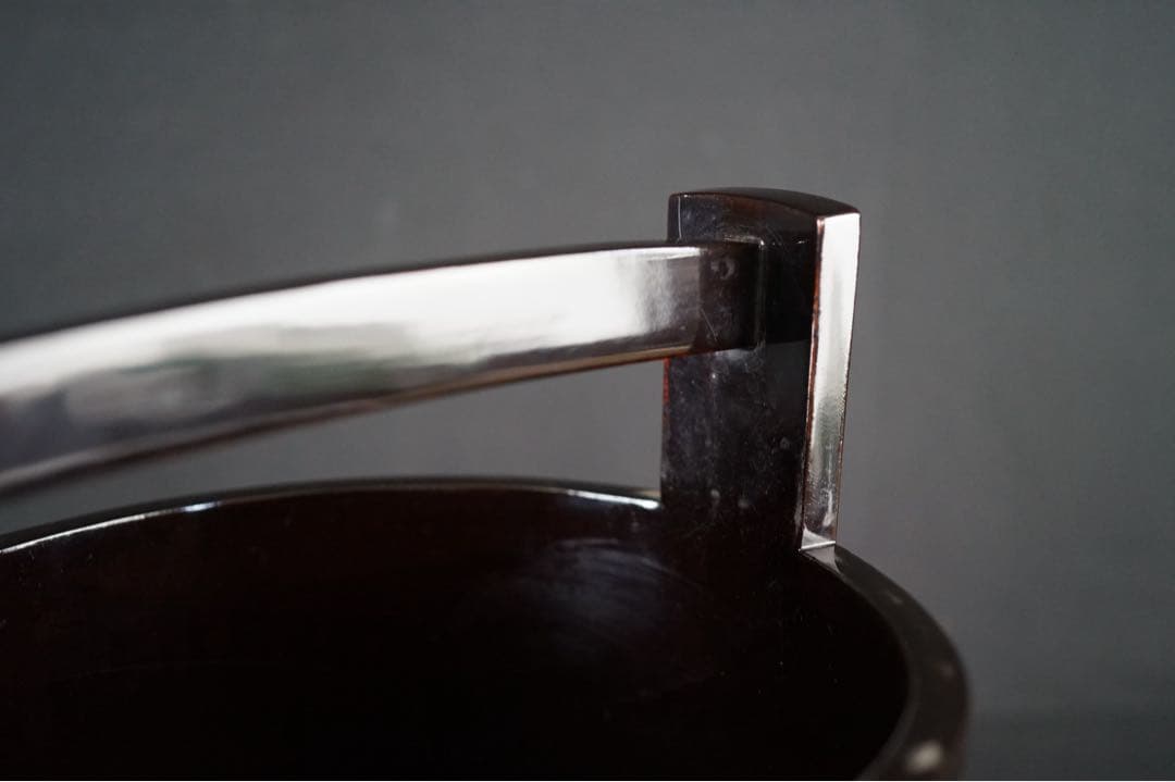 波 千鳥蒔絵 手桶水指 時代物 箱付 茶道具