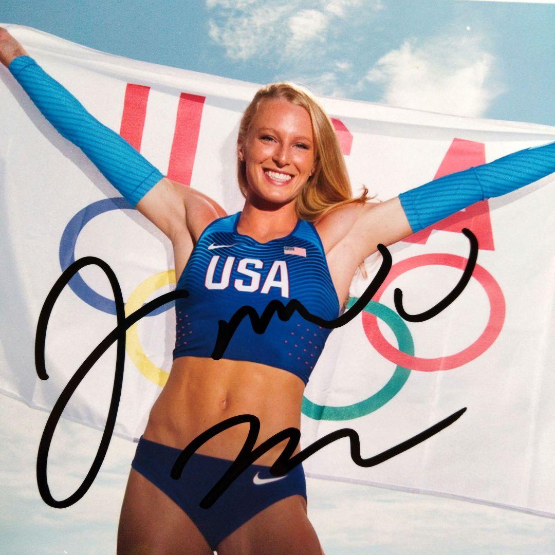 セール中…サンディ・モリス直筆サイン入り2Lサイズ写真…アメリカ棒高跳び選手…