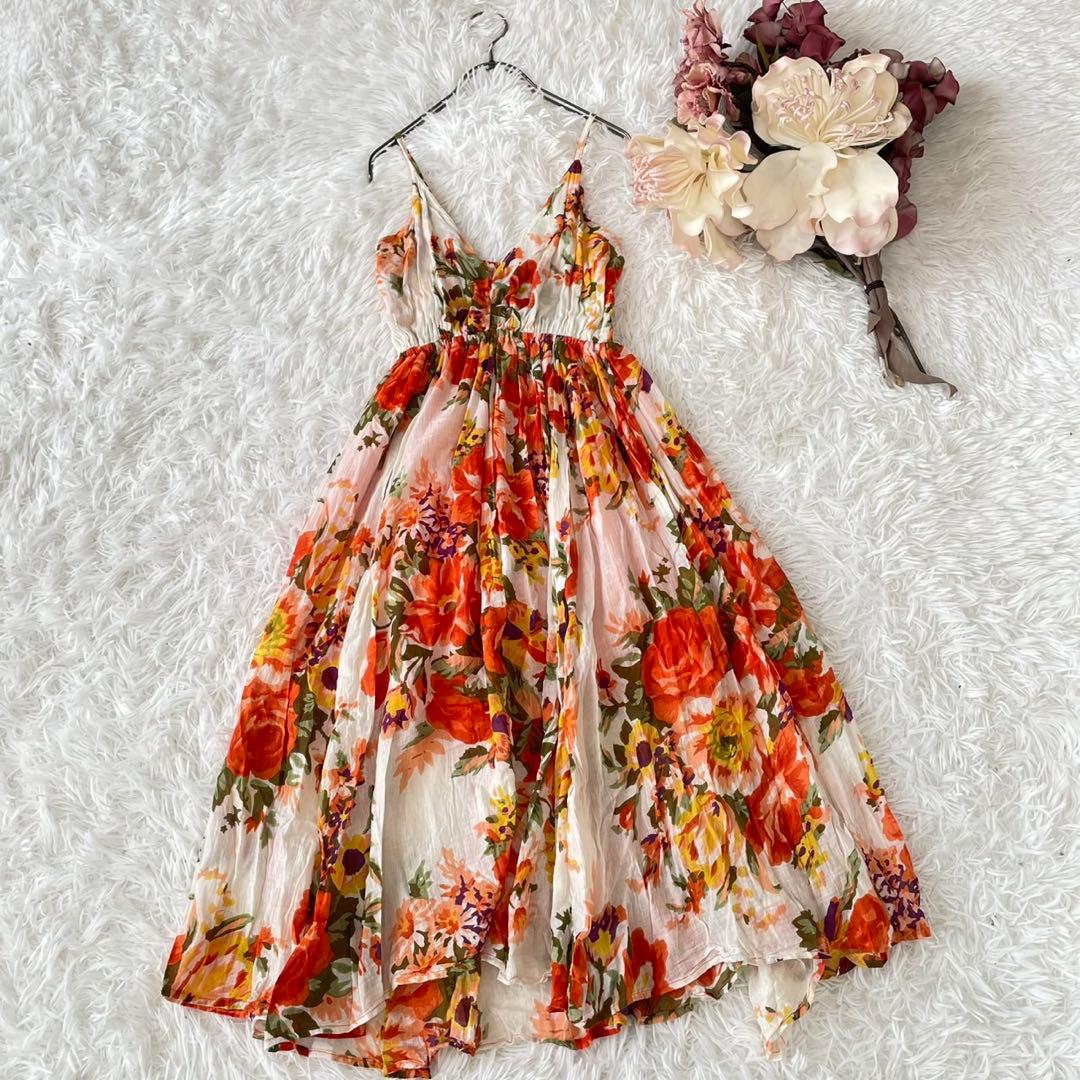  GIRLハワイアン花柄キャミワンピース　コットン100% リゾート