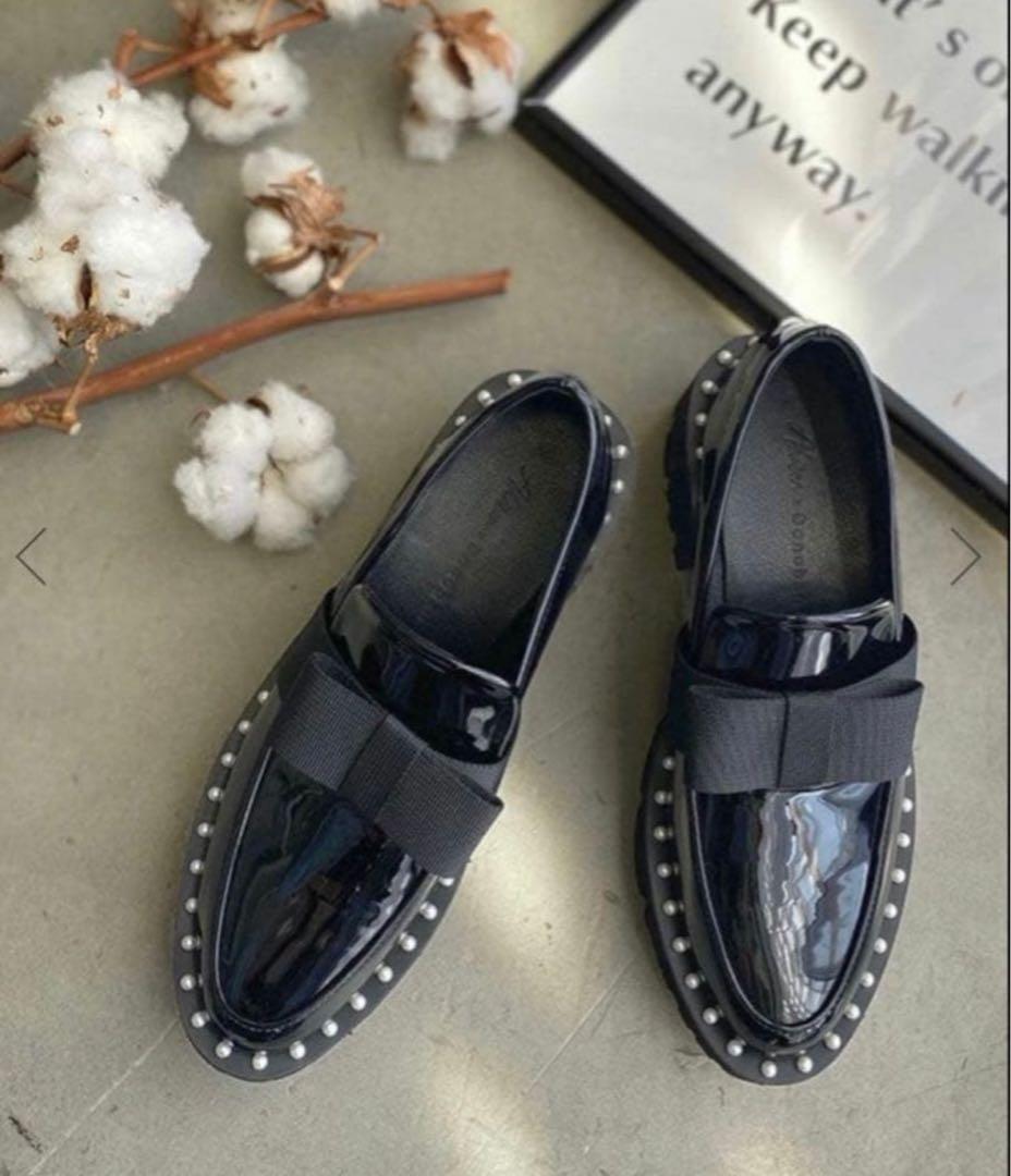 美品 Akiron x Donoban パールリボンローファー