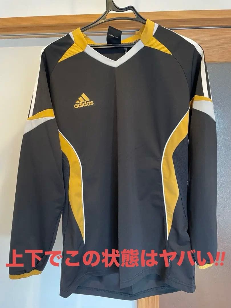 adidas 黒/黄 長袖サッカーウェア Lサイズ