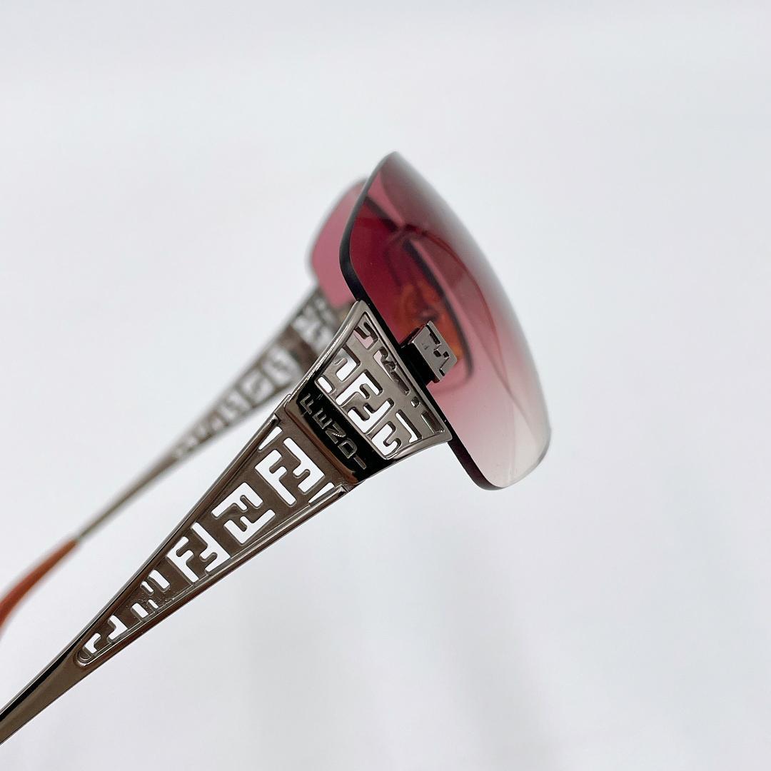 良品 FENDI フェンディ ズッカ柄 リムレス FFロゴ サングラスm524