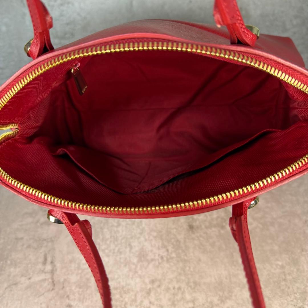 【極美品】FURLA フルラ パイパー M 赤 2WAY ハンドバッグ