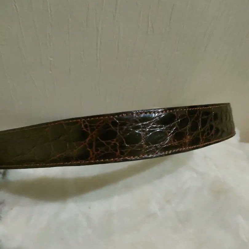 CELINE　セリーヌ ベルト 馬車金具 クロコ型押し レザー 革 ウエスト