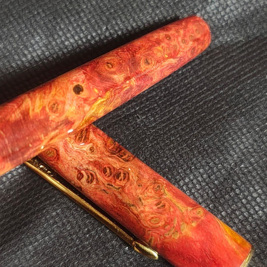 hongdian 木軸 万年筆 長刀研ぎ調ペン先換装 NMF オレンジ