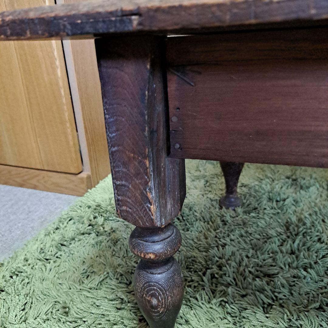 昭和レトロ　ヴィンテージ　木製　文机　飾り台　天板一枚板　ろくろ脚