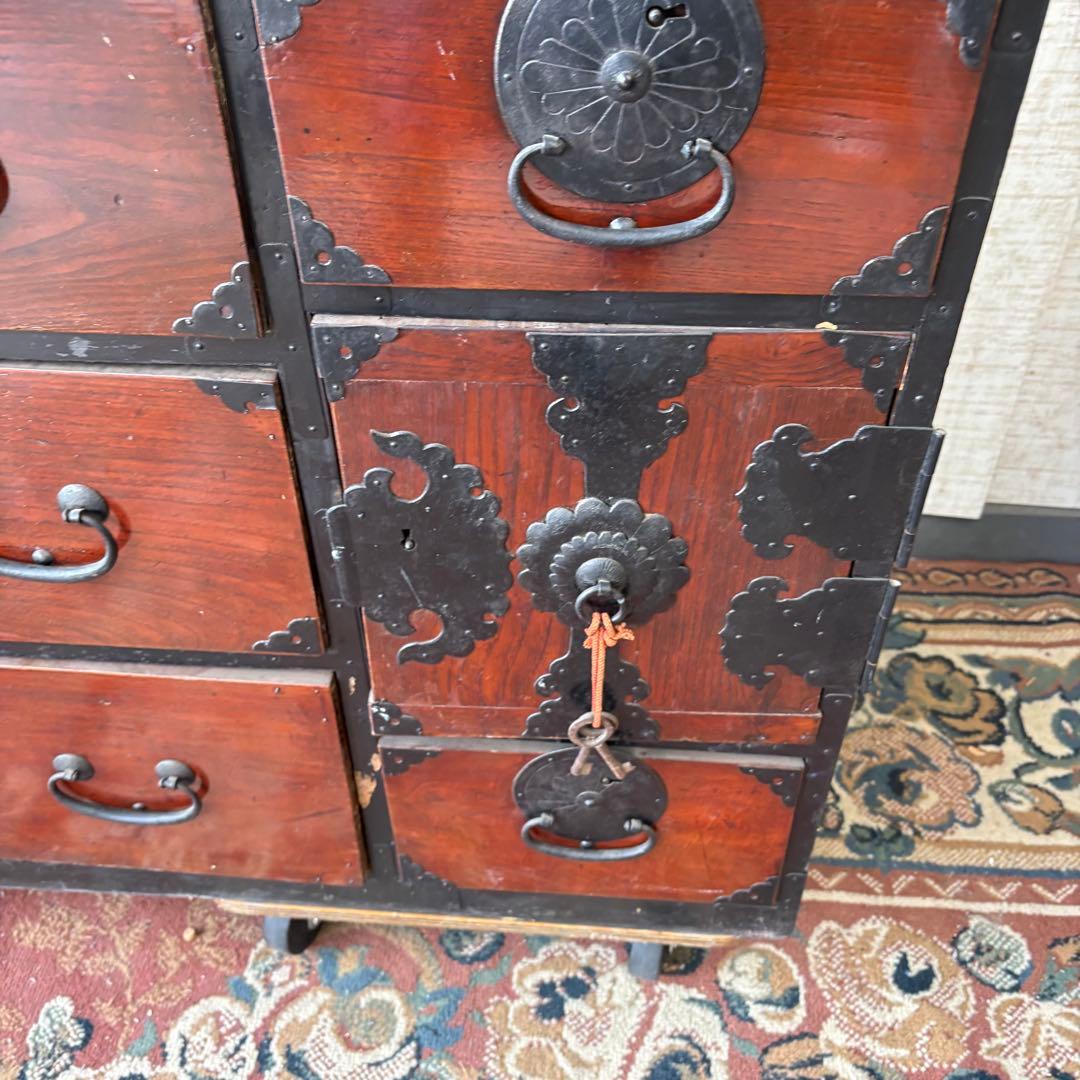 昭和レトロ 古家具 大型 仙台箪笥 4段9杯 引き出し箪笥 和箪笥 ビンテージ